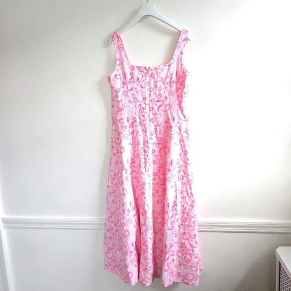New Lilly Pulitzer Calina Filigree Linen Conch Shell Pink Midi Dress Size 4 NWT - Picture 11 of 14
